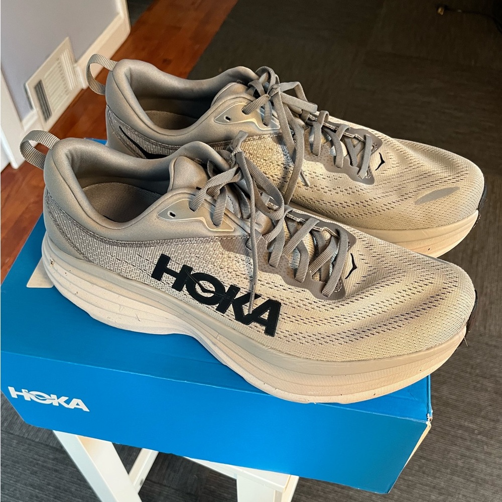 New grey Hoka Bondi 8 in grey - men’s size 13